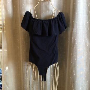 Jcrew navy off the shoulder bodysuit